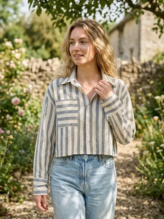 Grey Striped Cotton Shirt