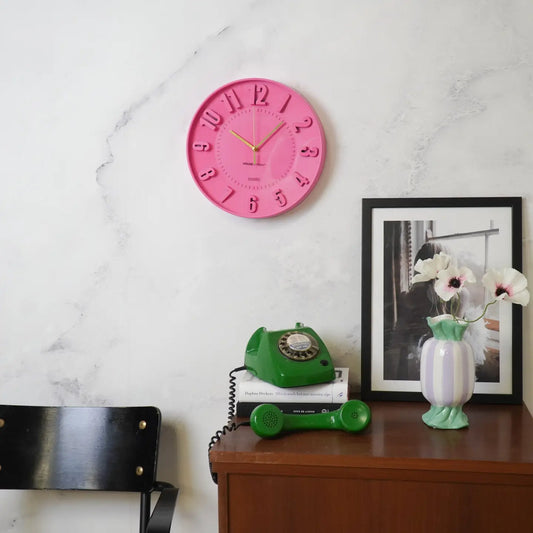 Wall Clock Numbers- Neon Pink 30x30x4cm