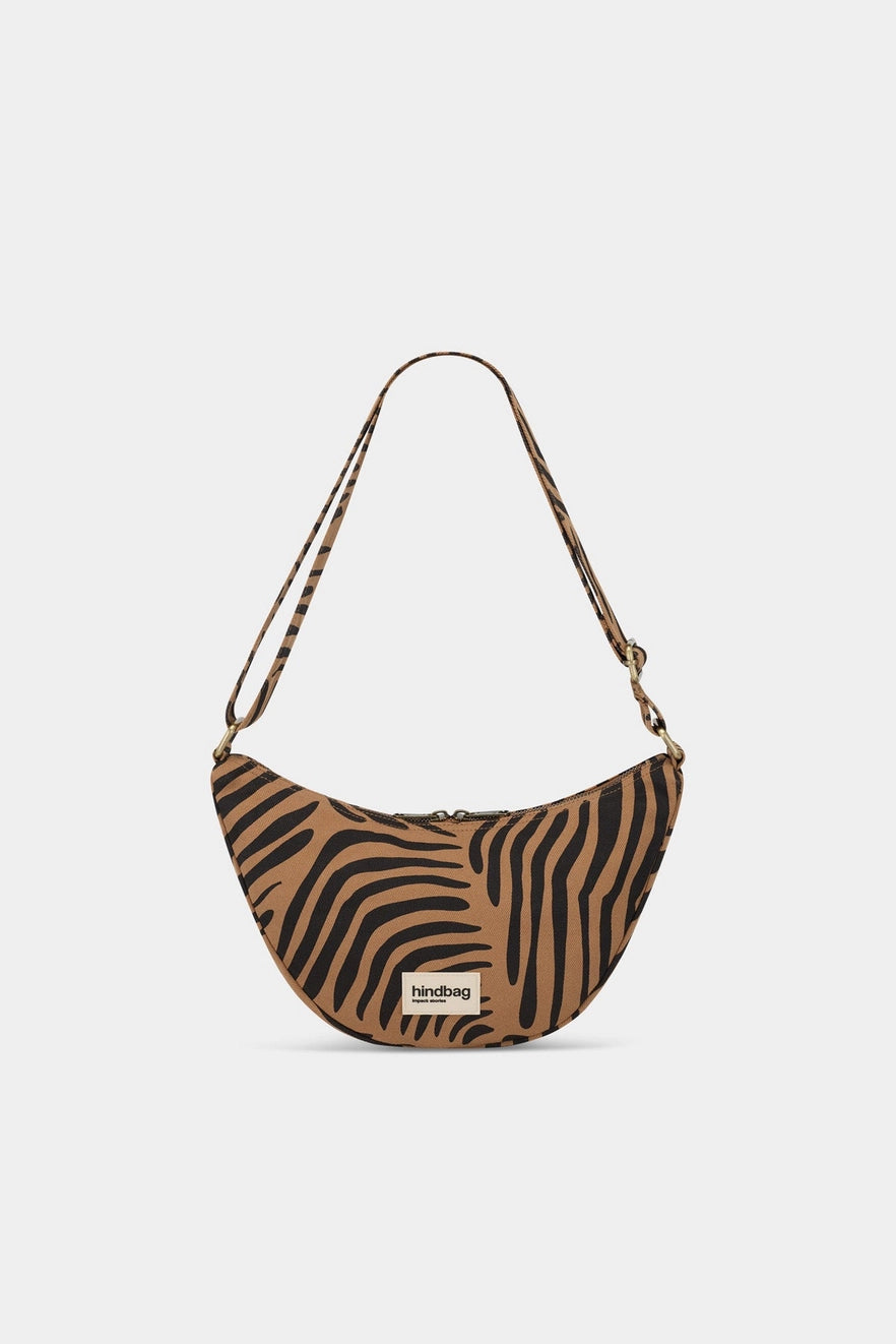 Andrea Zebra Cinnamon Half-Moon Bag