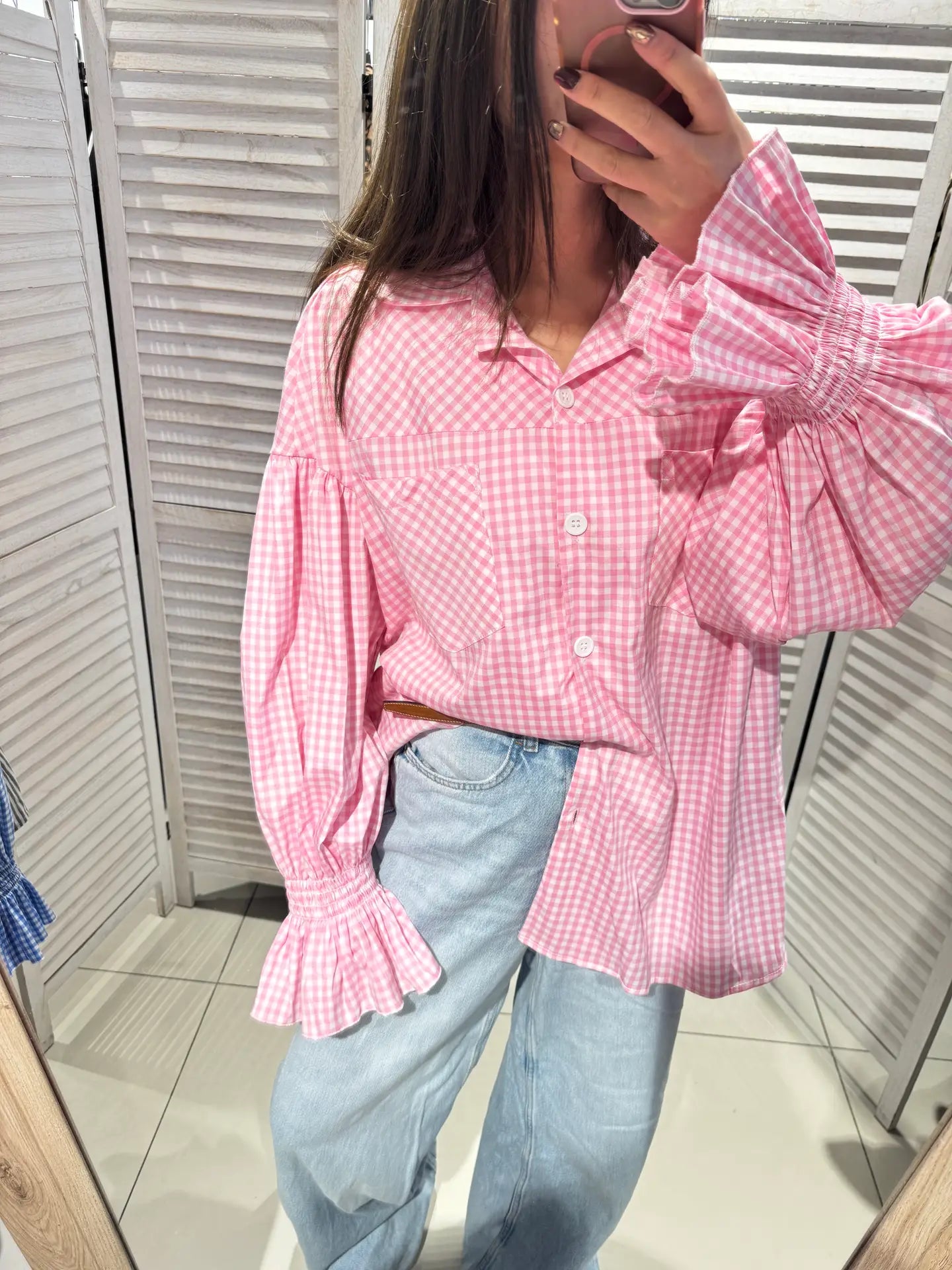 Pink Puff Sleeve Shirt