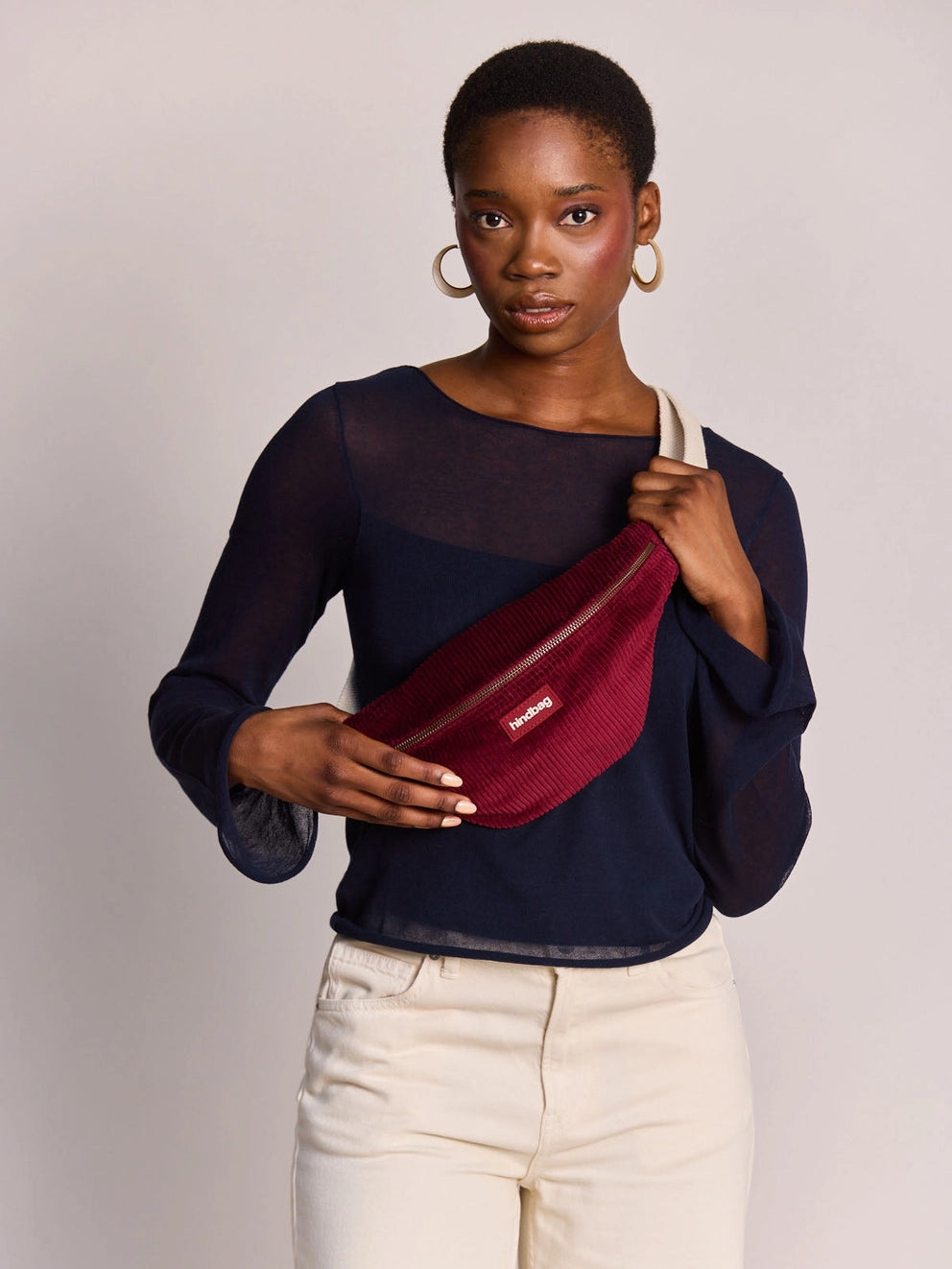 Olivia Burgundy Velvet Waist Bag