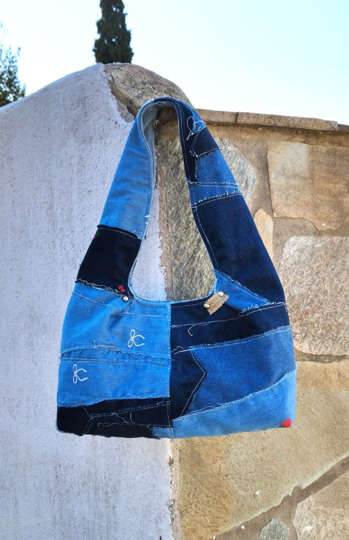 UPCYCLED JEAN HOBO SHOULDER BAG