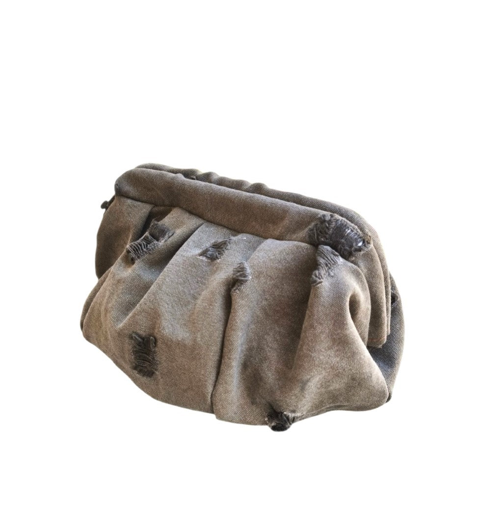 GREEN RIPPED JEAN DUMPLING BAG