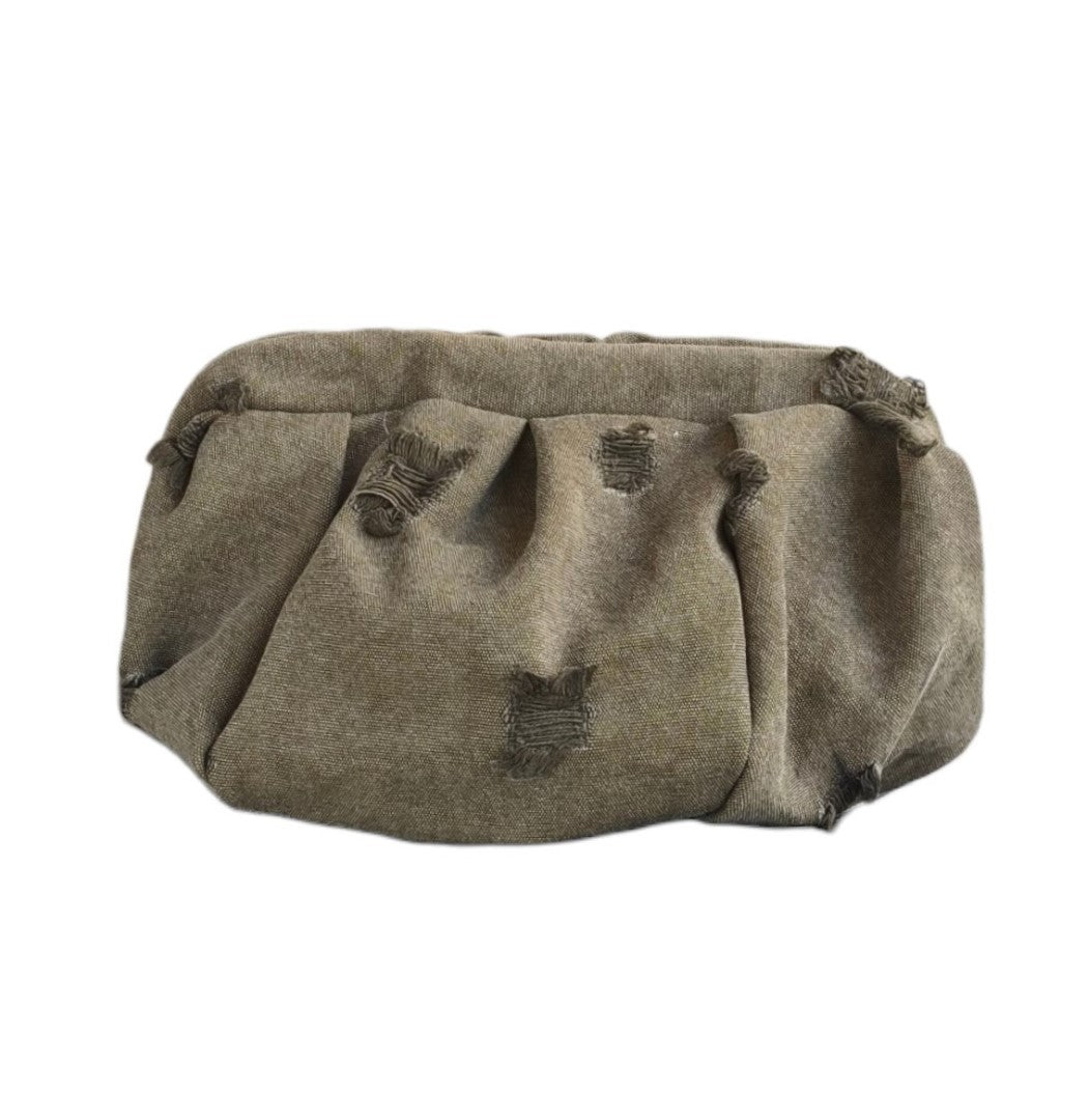 GREEN RIPPED JEAN DUMPLING BAG