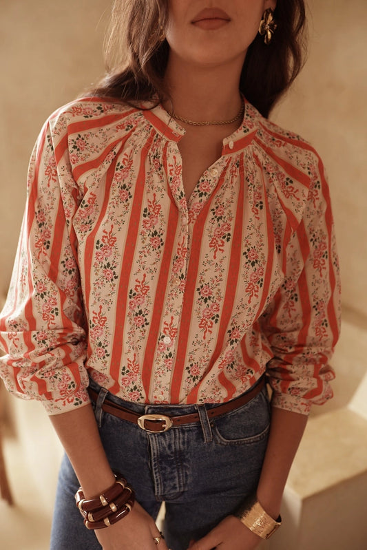Coral Stripes Shirt