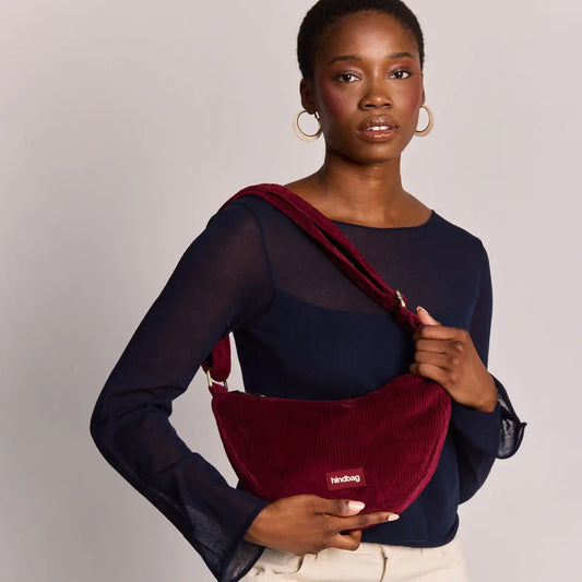 Andrea Burgundy Velvet Crossbody Bag