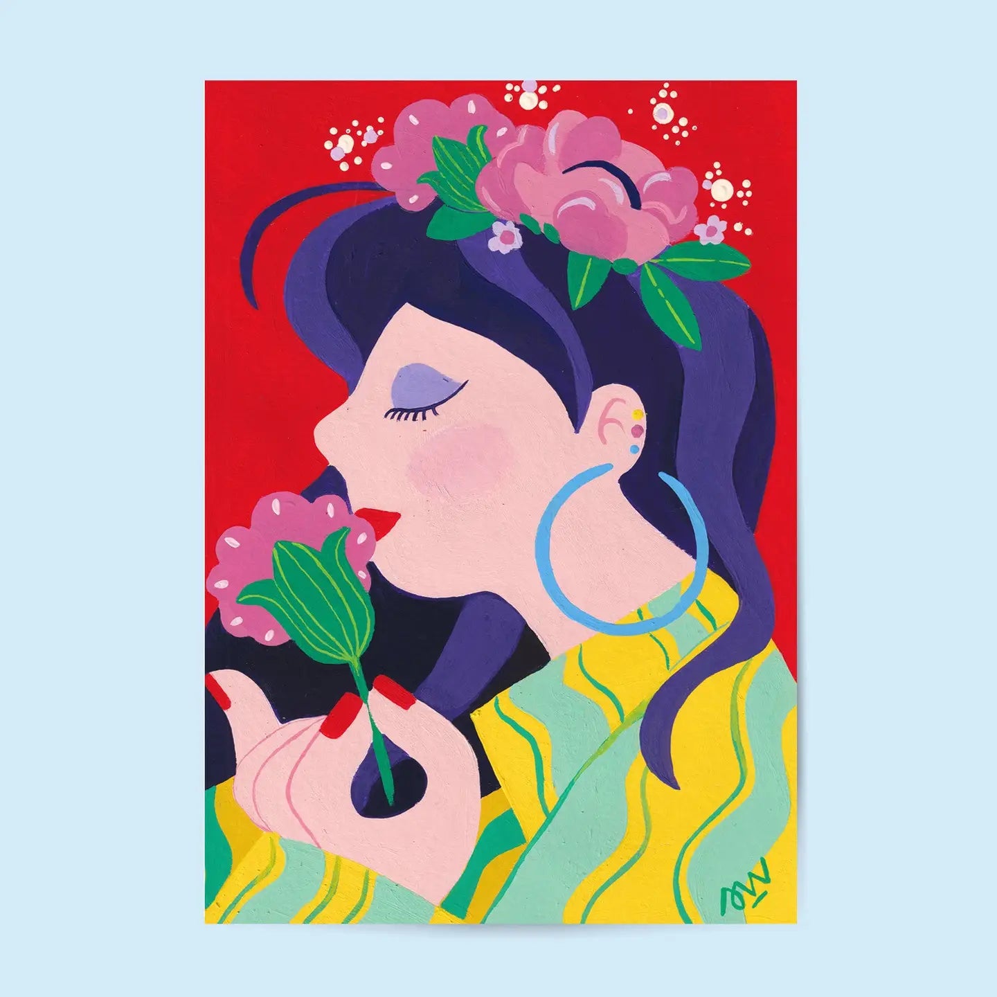 Girl with a Flower POSTER A4 30x20 cm
