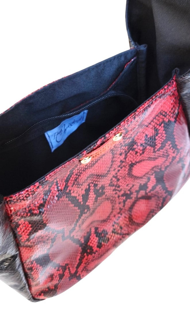 RED & BLACK SNAKE ALISSA HANDBAG
