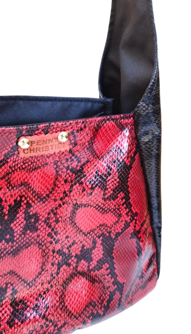 RED & BLACK SNAKE ALISSA HANDBAG