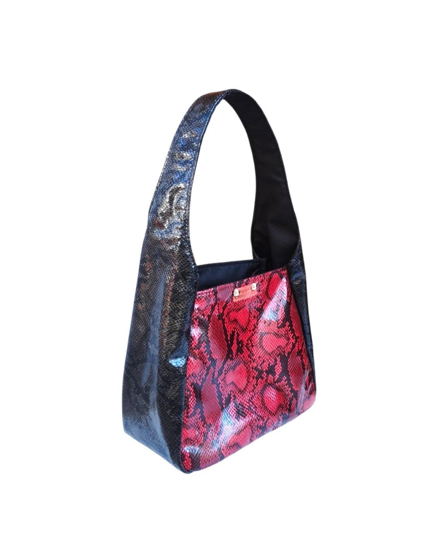 RED & BLACK SNAKE ALISSA HANDBAG