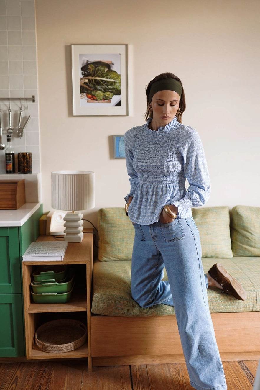 Baby Blue Striped Blouse