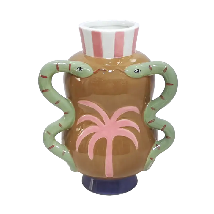 Brown Palm and Snake Vase 22 cm