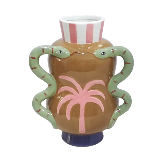Brown Palm and Snake Vase 22 cm