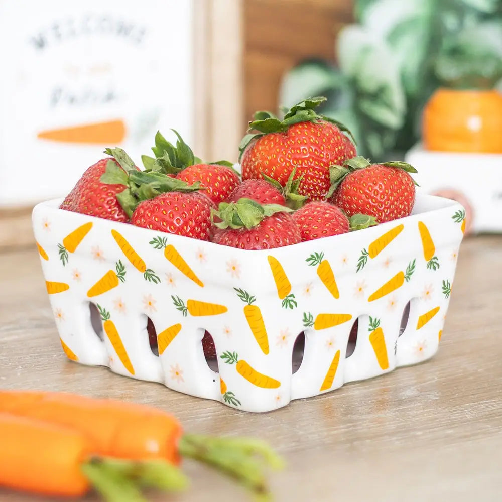 Carrot Patch Ceramic Basket