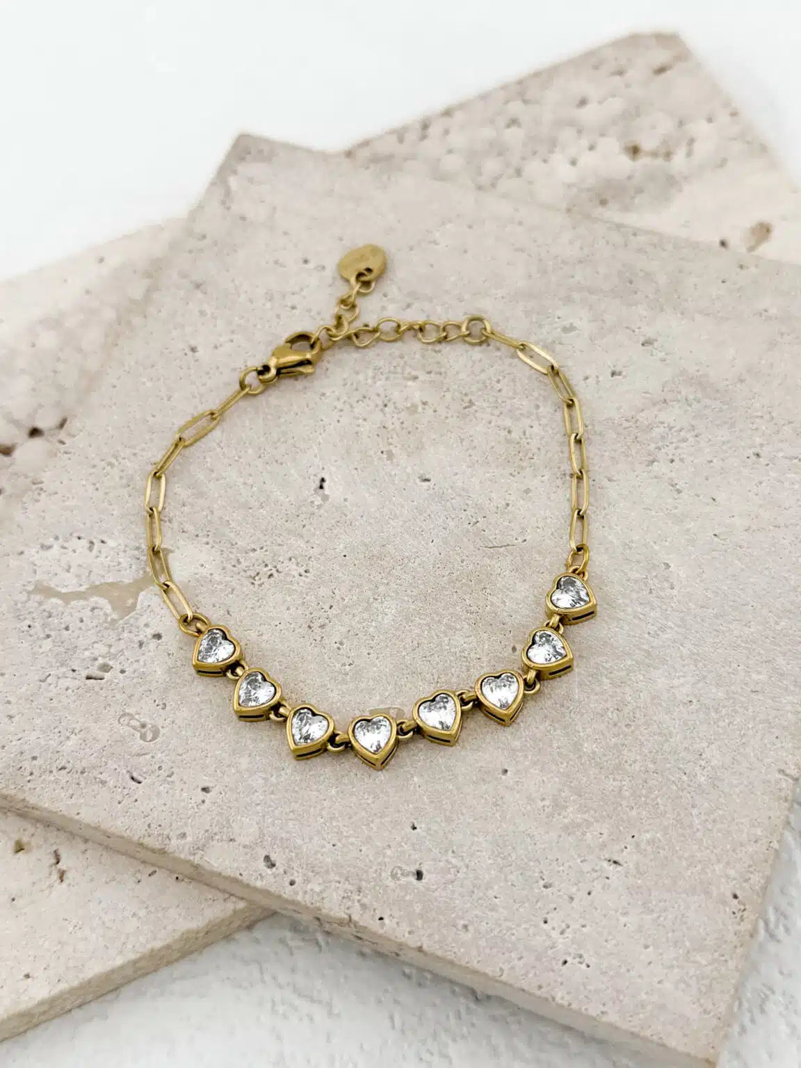 Ατσάλινο βραχιόλι Διαμαντάκια Καρδούλες