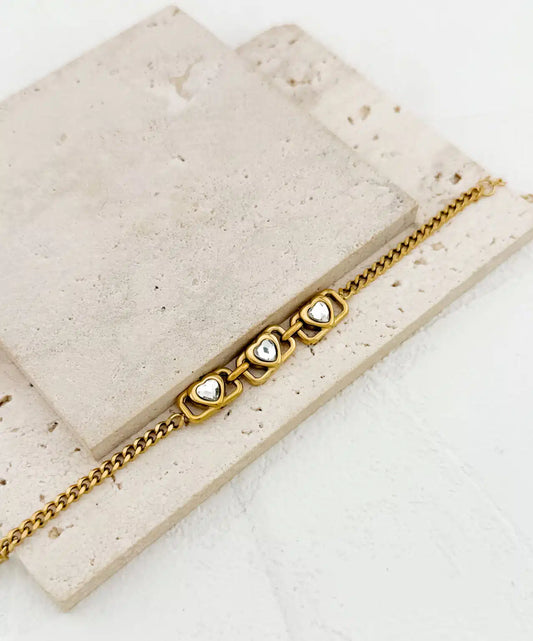 Ατσάλινο βραχιόλι 3 Καρδιές