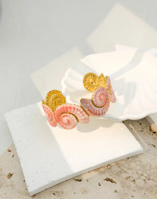 Ατσάλινο βραχιόλι Cuff Pink Shell