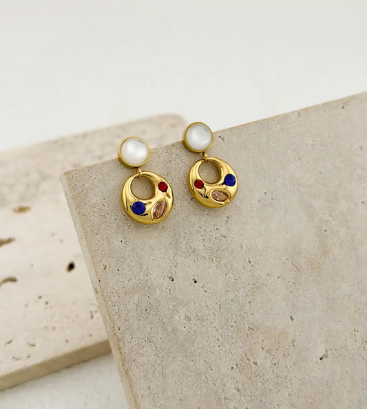 Gold Long Colourful Earrings