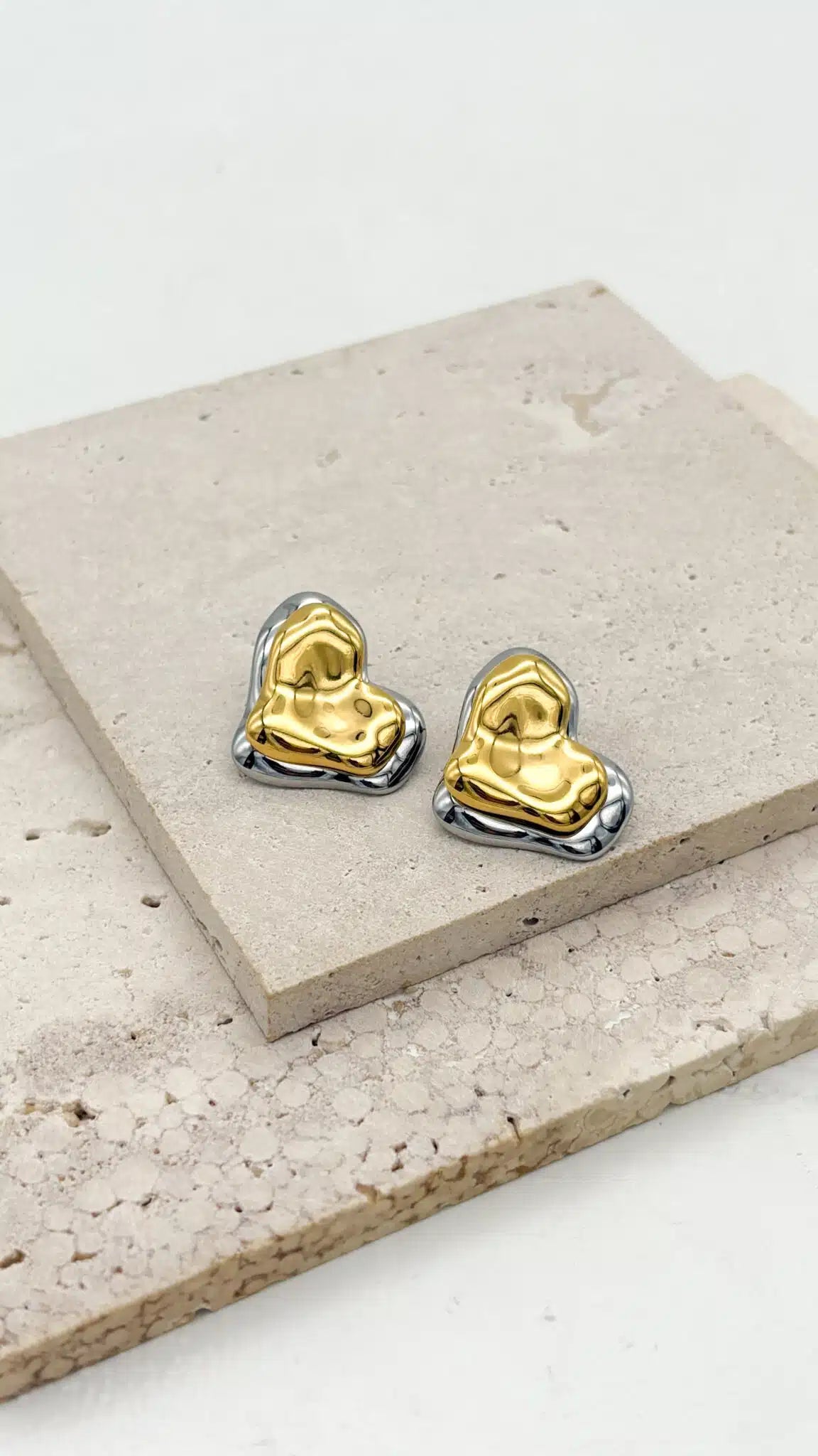 Gold Silver Heart Earrings