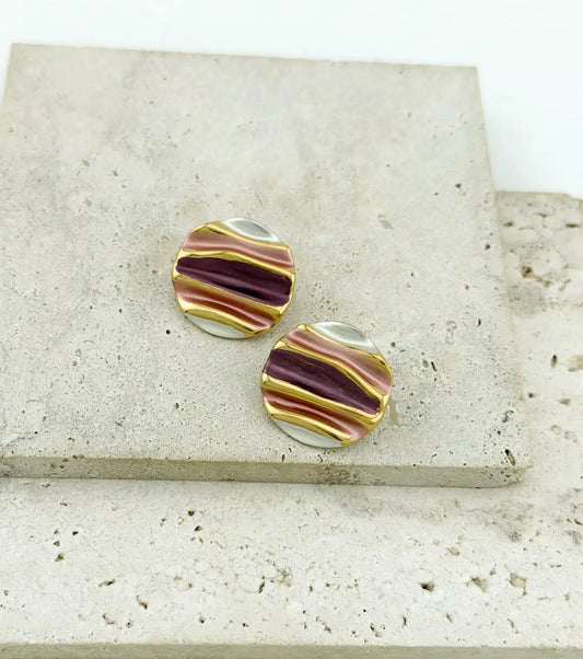 Pink Shades Circle Earrings