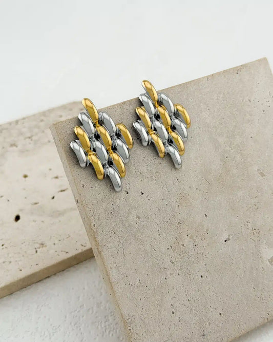 Gold Silver Shield Earrings