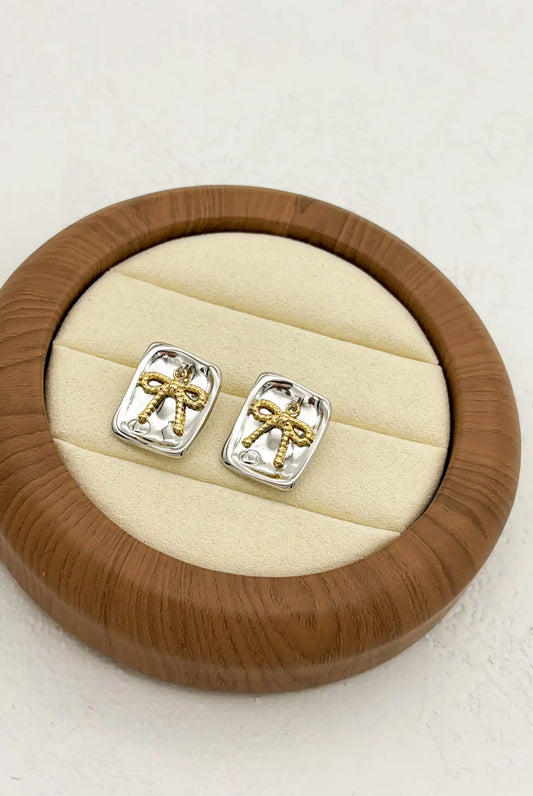 Gold+Silver Bow Earrings