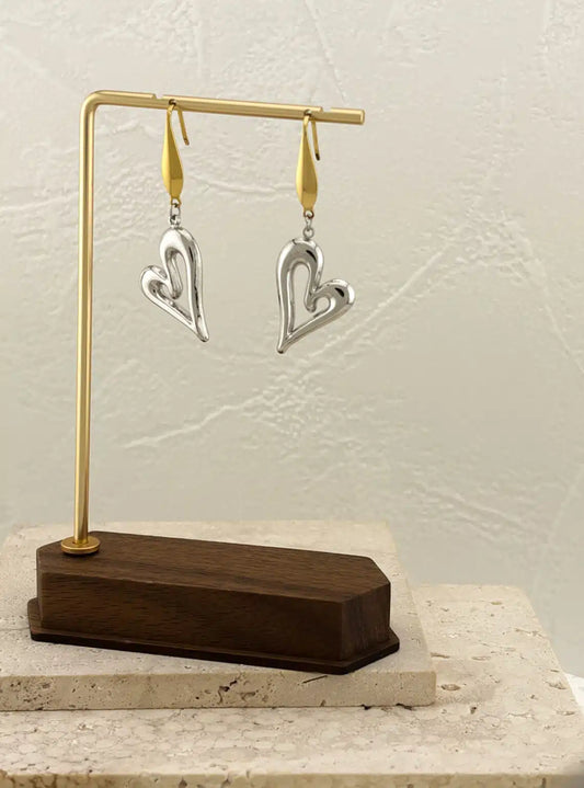 Gold+Silver Hearts Earrings