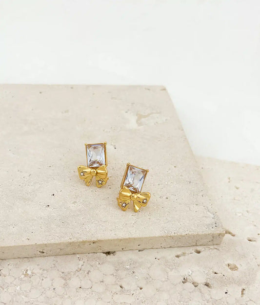 Gold Bow Bright Earrings