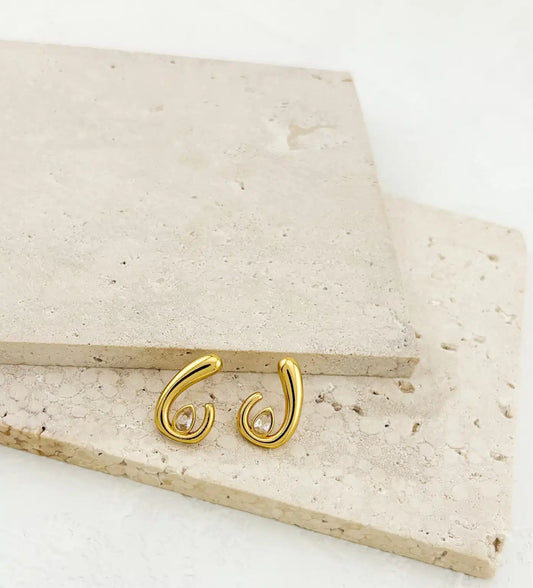 Gold Spiral Glow Earrings
