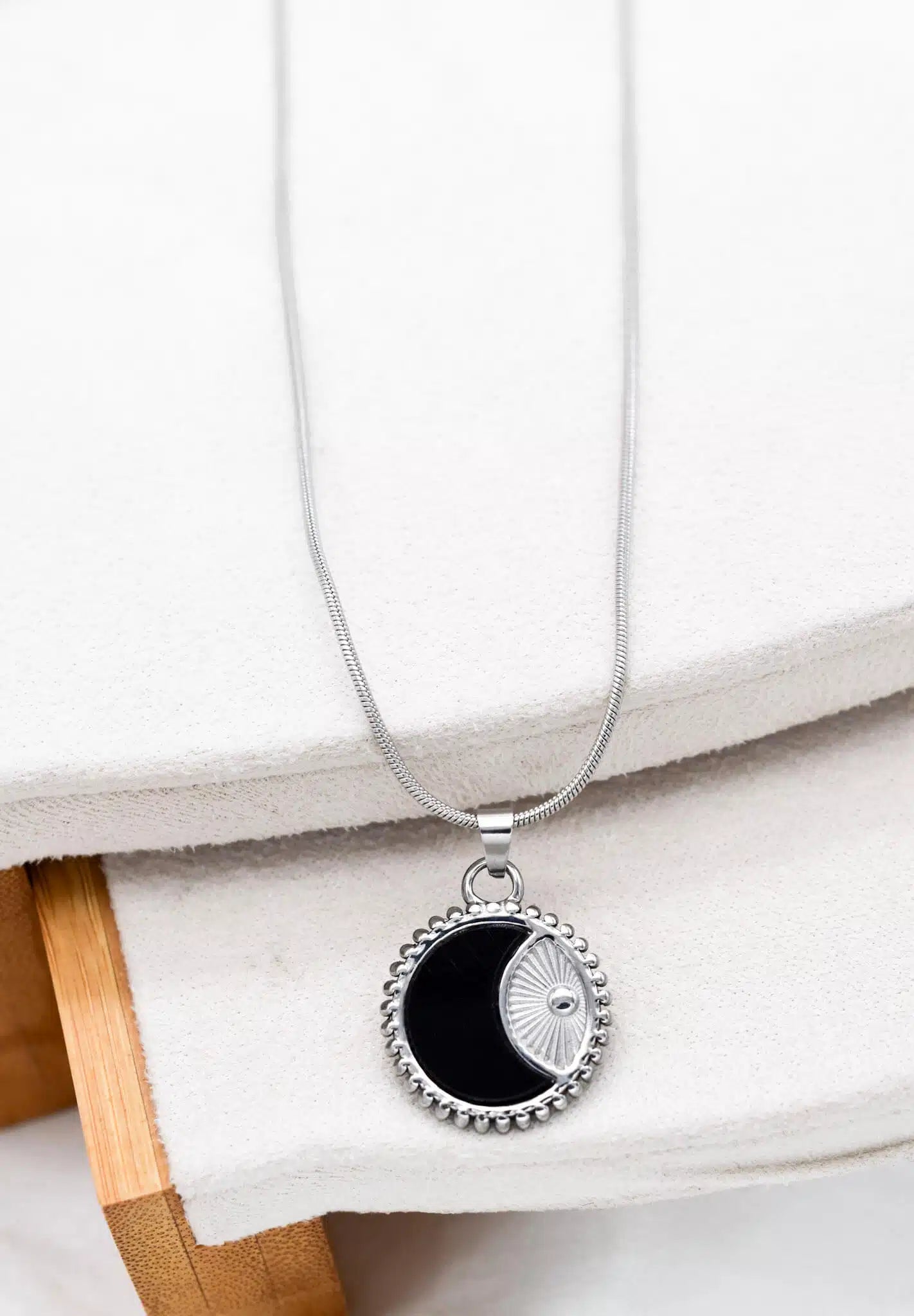 Silver Moon Enamel Necklace