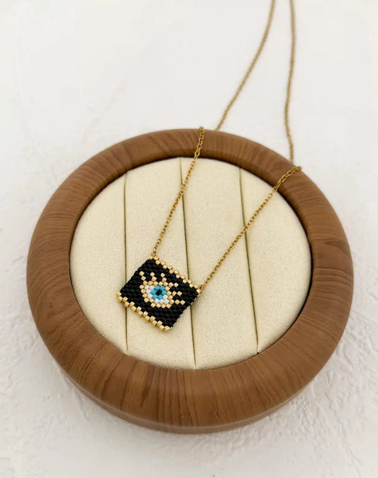Gold Square Eye Necklace