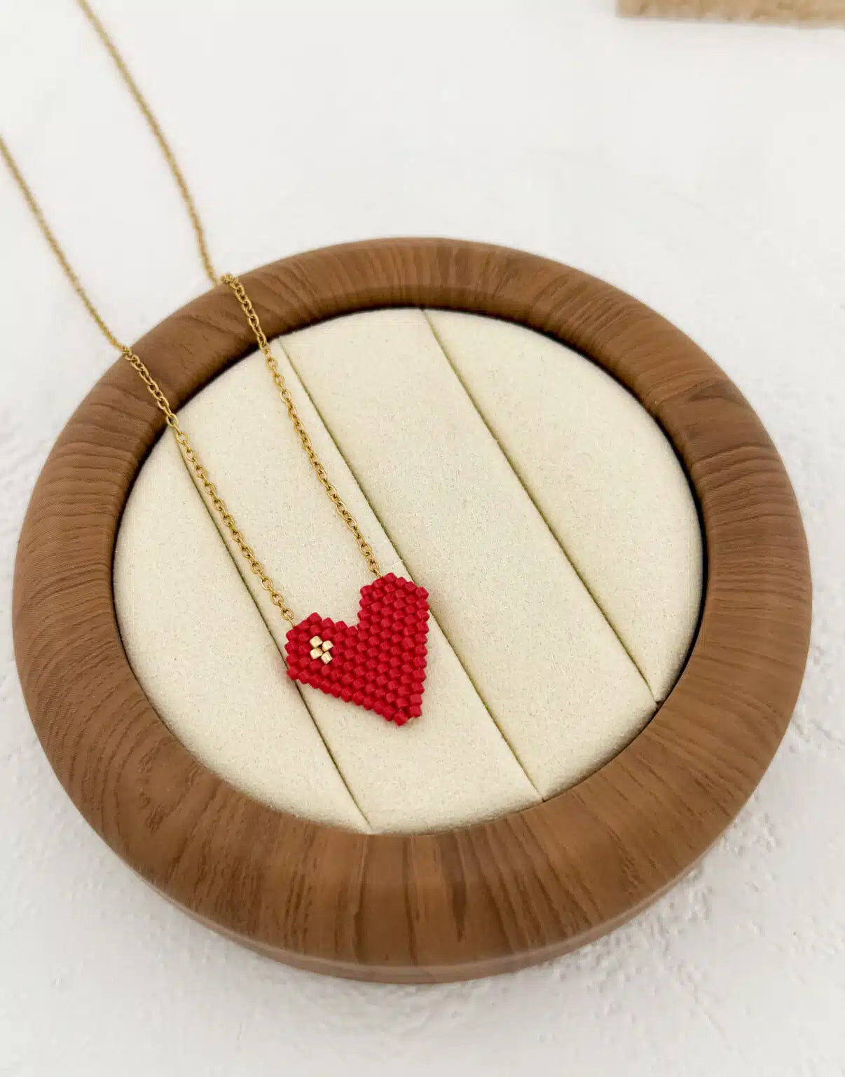 Gold Big Red Heart Necklace