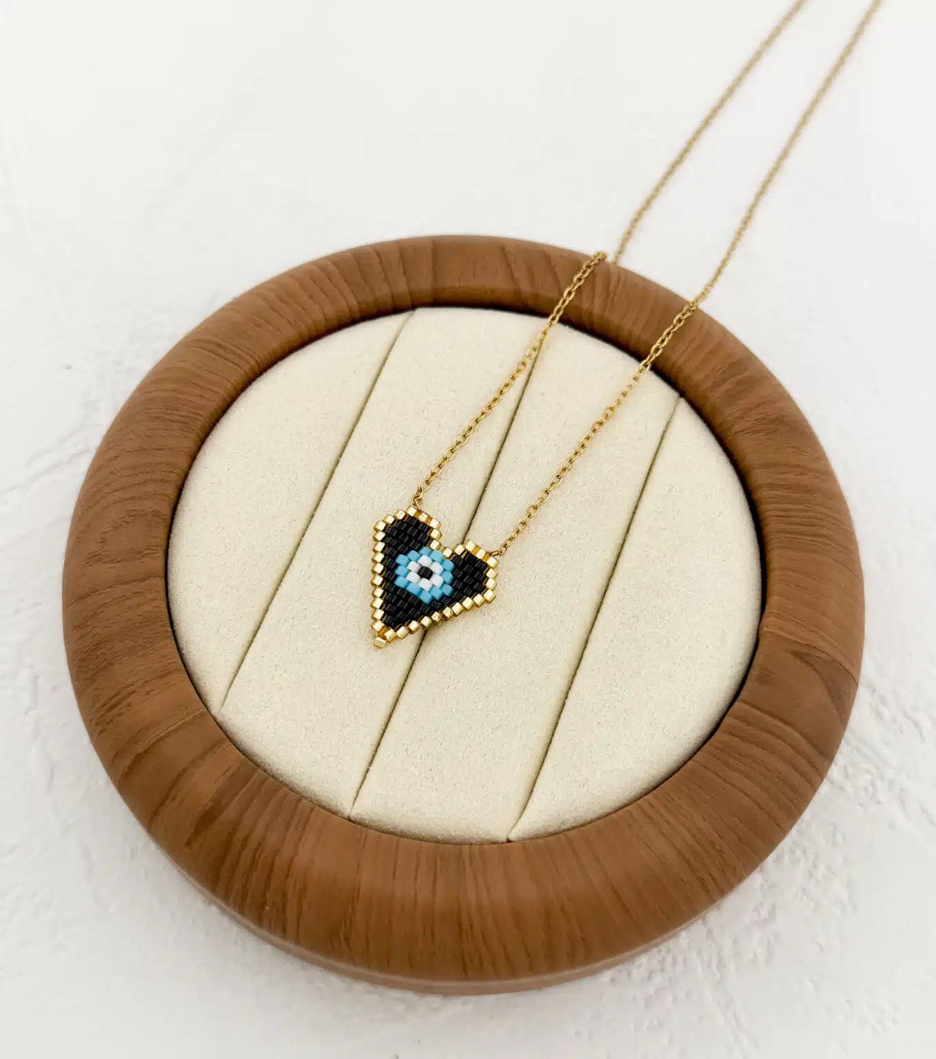 Gold Black Heart Eye Necklace