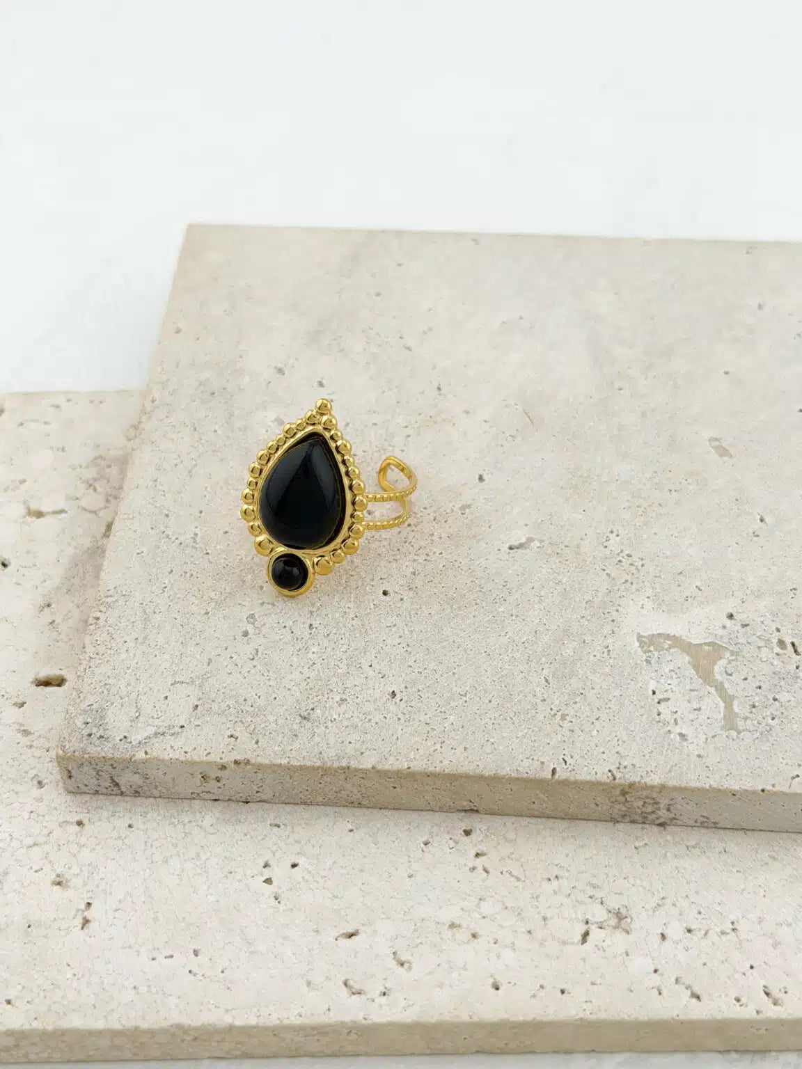 Gold Black Delicate Ring