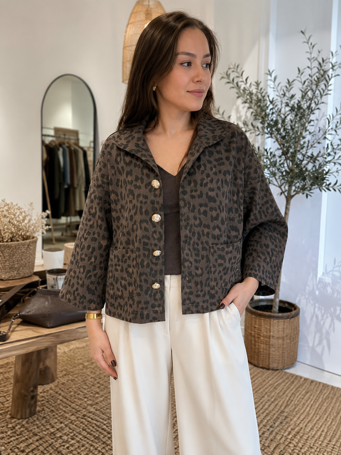 Brown Leopard-Print Jacket