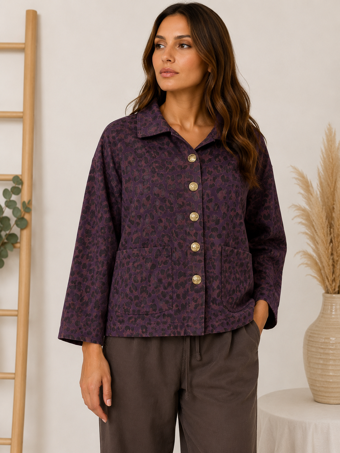 Violet Leopard-Print Jacket