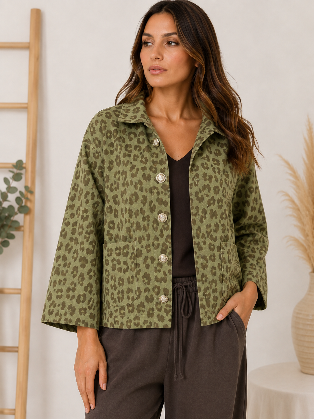 Green Leopard-Print Jacket