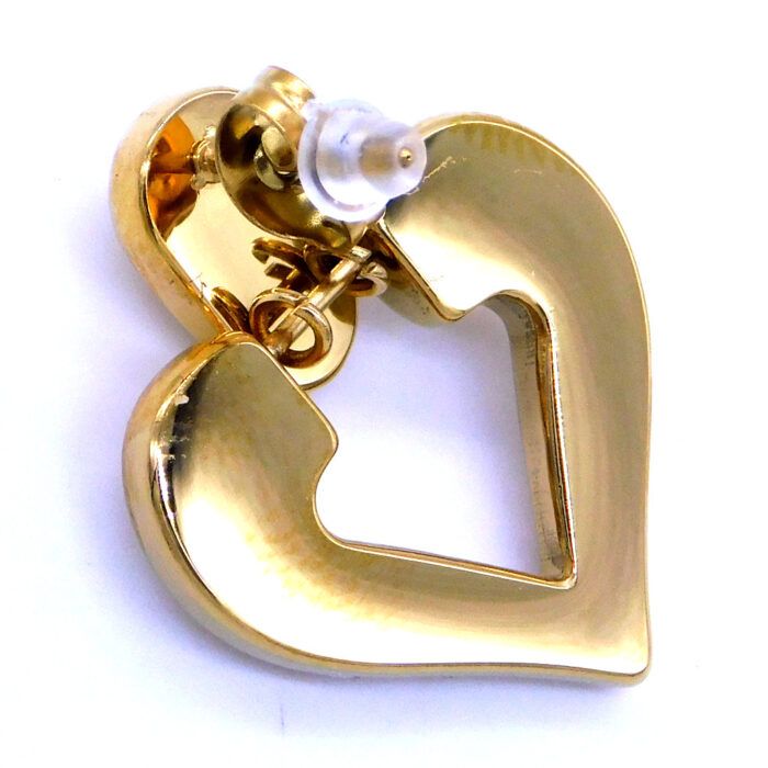 Ατσάλινα Χρυσά σκουλαρίκια Hanging Heart 25x20mm
