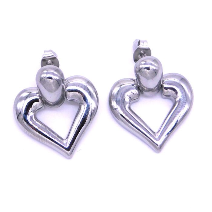 Ατσάλινα σκουλαρίκια Hanging Heart 25x20mm