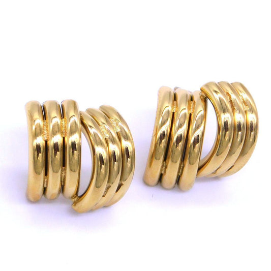 Ατσάλινα σκουλαρίκια Χρυσά Double triplets 15mm