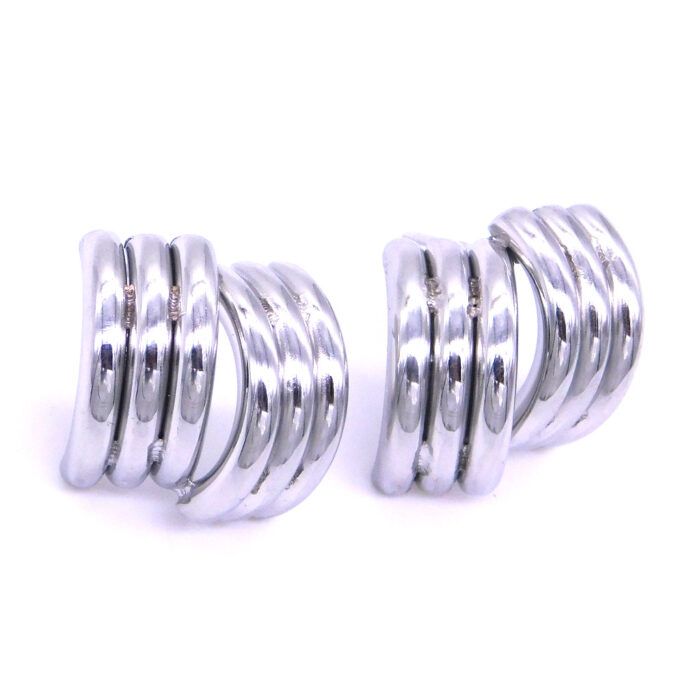 Ατσάλινα σκουλαρίκια Double triplets 15mm