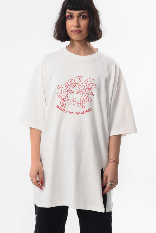 Petrify the Patriarchy - White Slit Tshirt