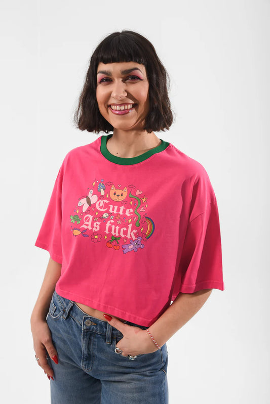 Cute AF - Fuchsia Crop Tshirt