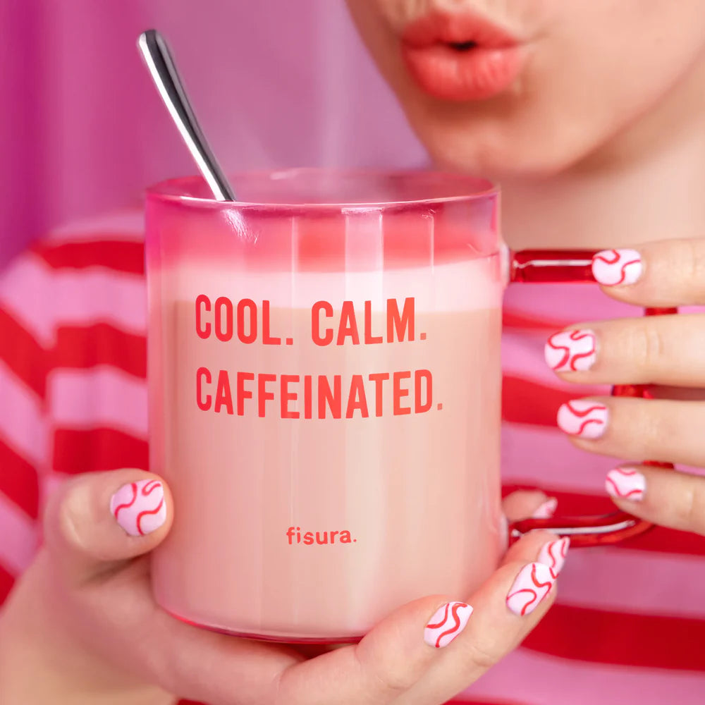 Γυάλινη κούπα "Cool, calm, caffeinated"