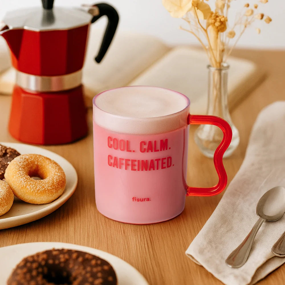 Γυάλινη κούπα "Cool, calm, caffeinated"