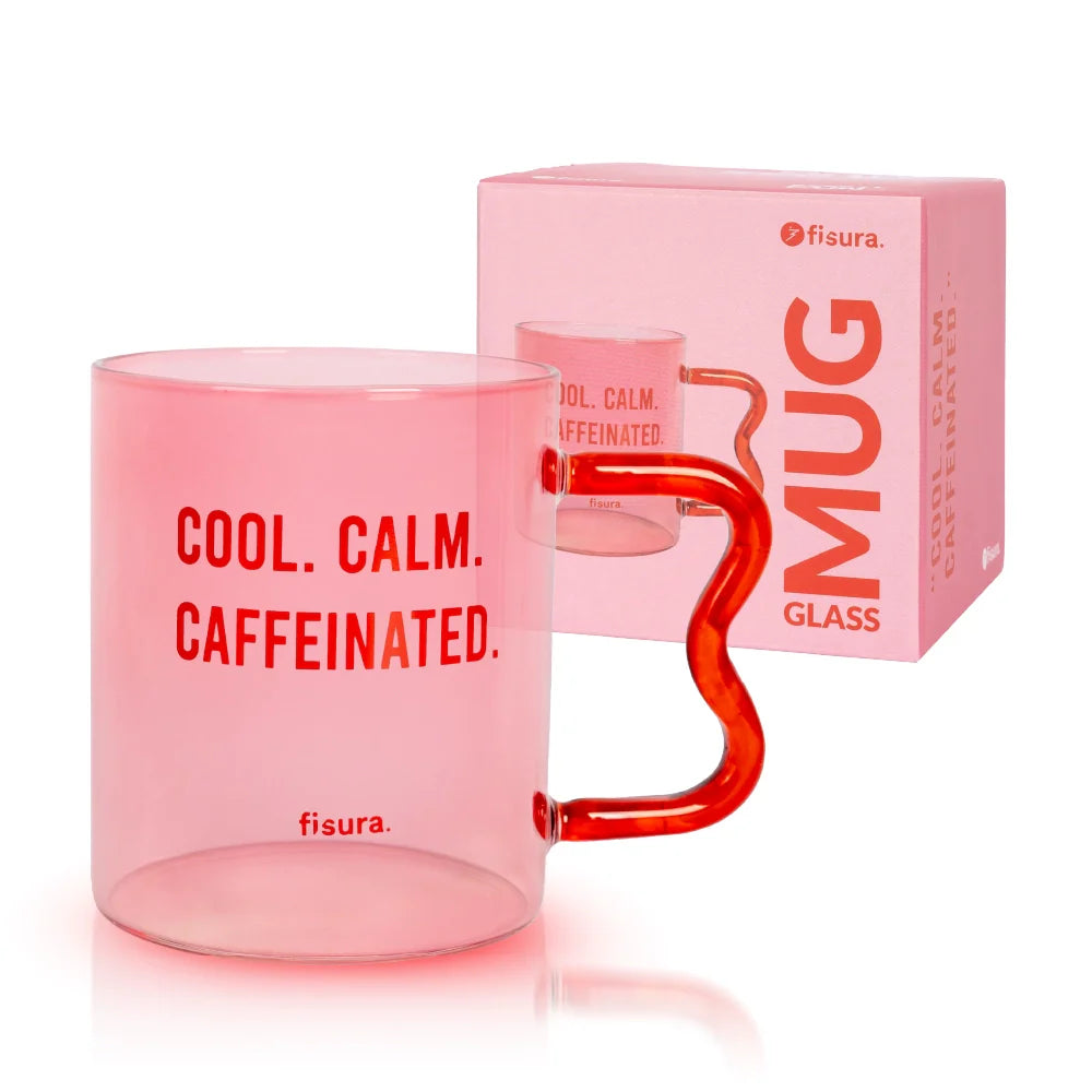 Γυάλινη κούπα "Cool, calm, caffeinated"