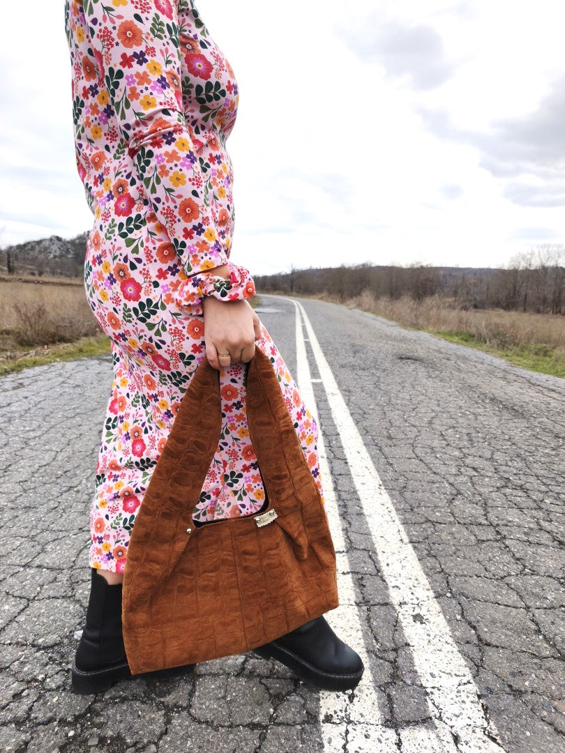 LIGHT BROWN SUEDE HOBO SHOULDER BAG