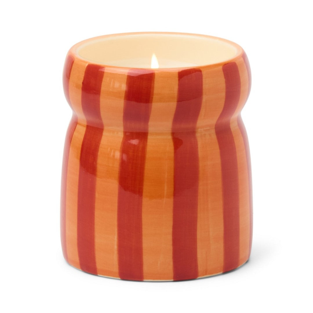 Cabana Spiced Apple Φυτικό Κερί 184gr σε κοραλί ριγέ κεραμικό δοχείο