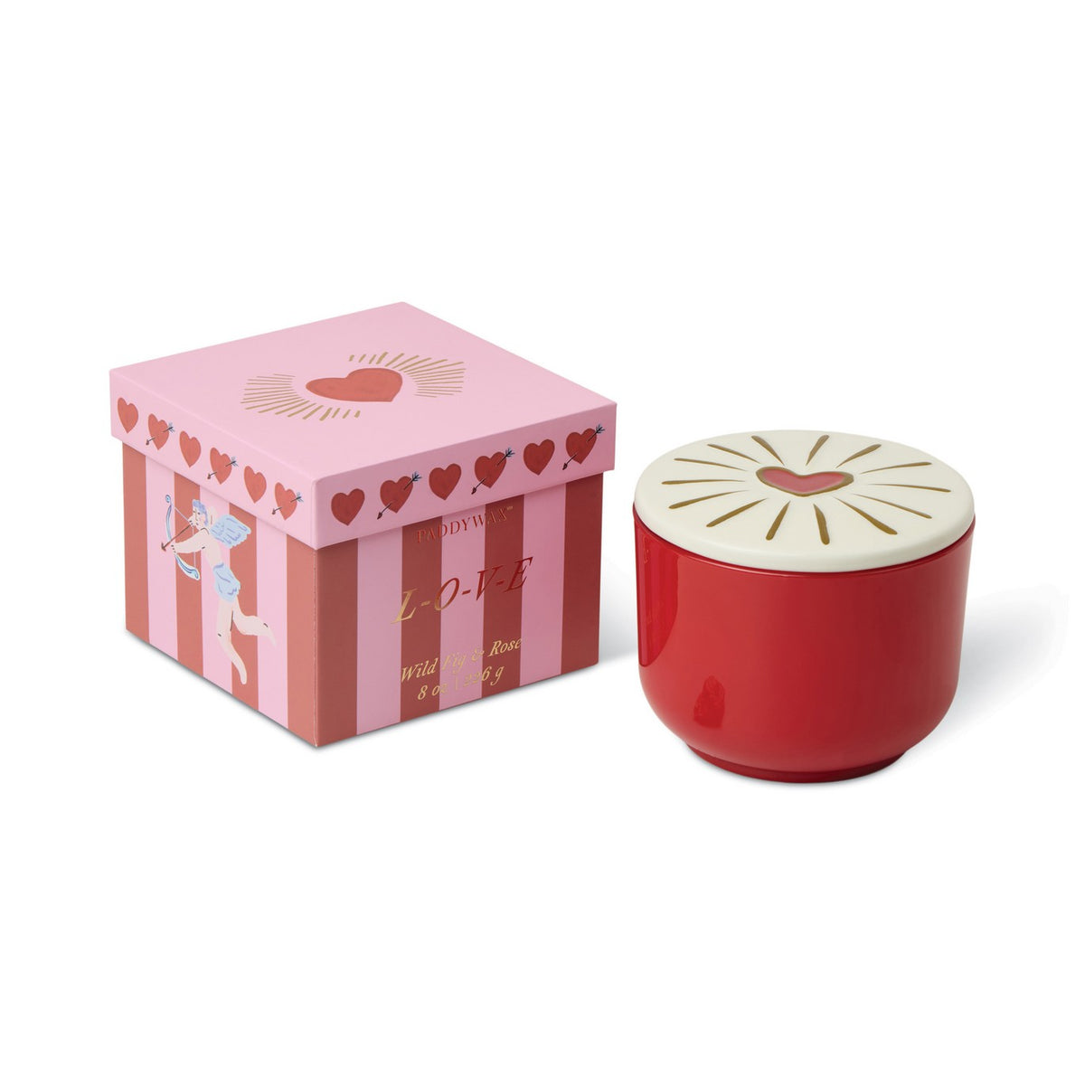 Charmed LOVE Wild Fig & Rose κερί σόγιας σε ροζ γυάλινο δοχείο 226gr