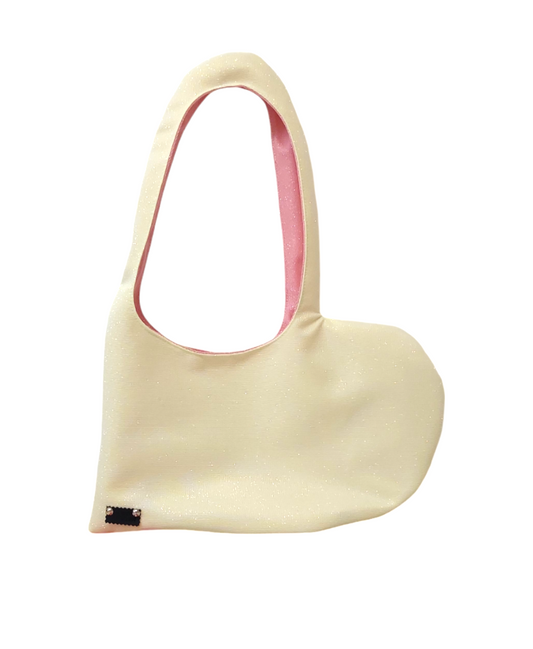 YELLOW SPARKLE HEART SHOULDER BAG